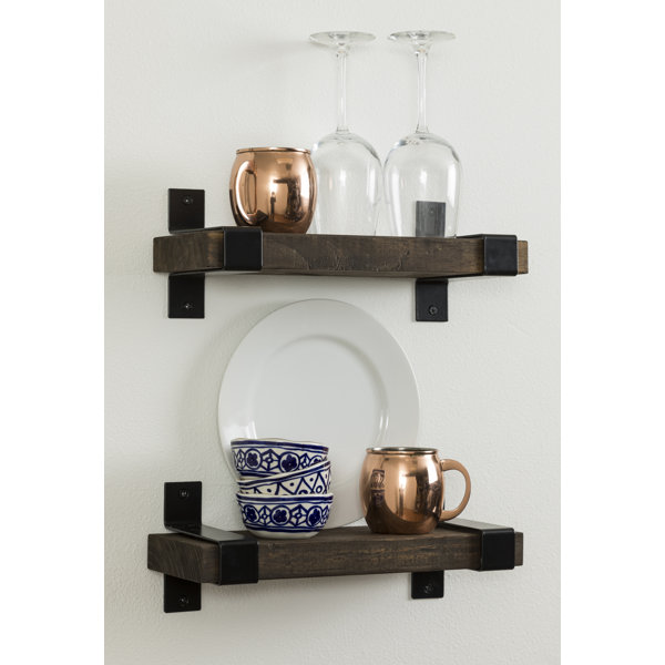 Mistana™ Abasi 2 Piece Pine Solid Wood Floating Shelf & Reviews